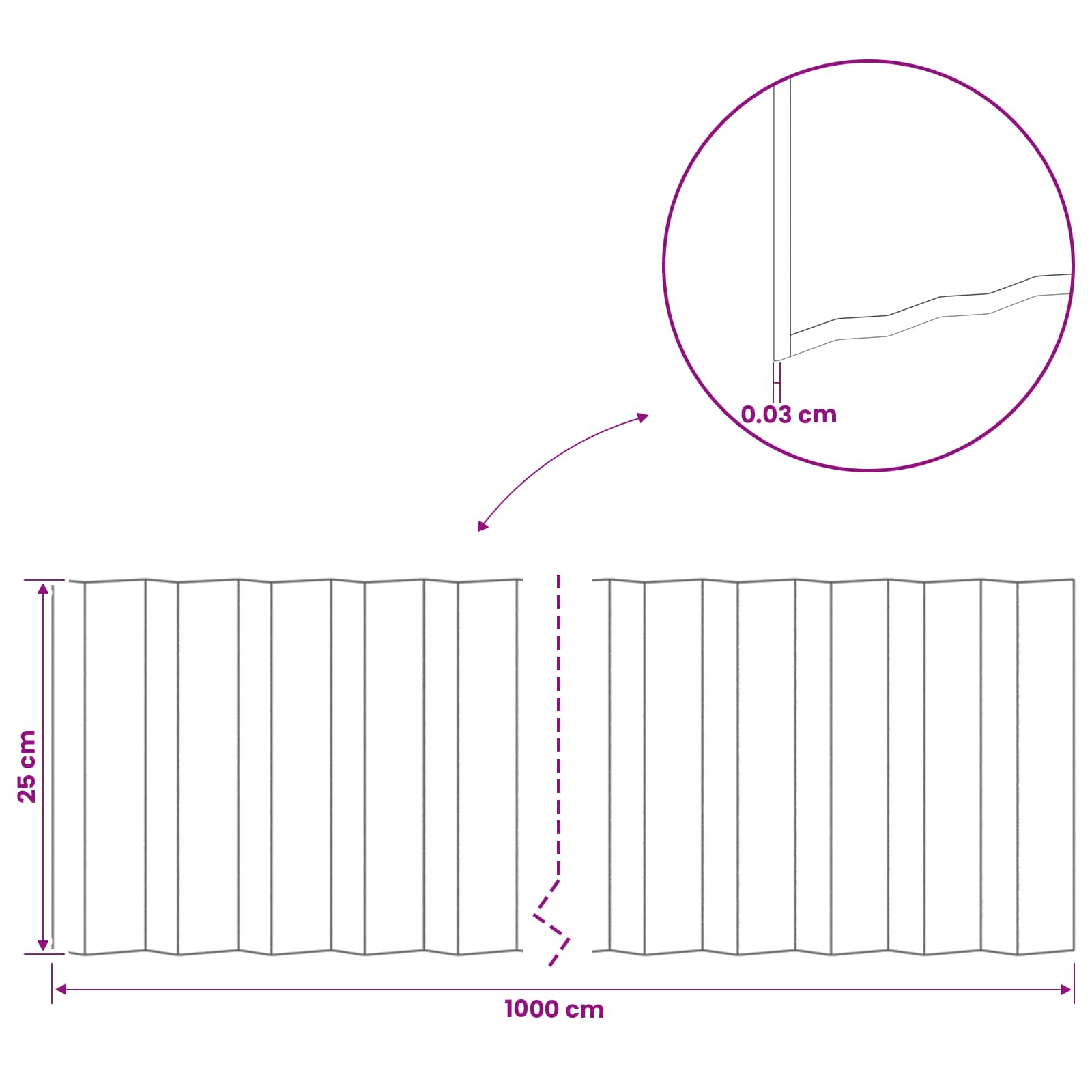 Gazonrand 10 m x 25 cm Gegalvaniseerd staal zilver