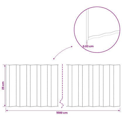 Gazonrand 10 m x 25 cm Gegalvaniseerd staal zilver