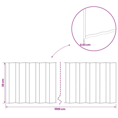Gazonrand 10 m x 30 cm Gegalvaniseerd staal zilver