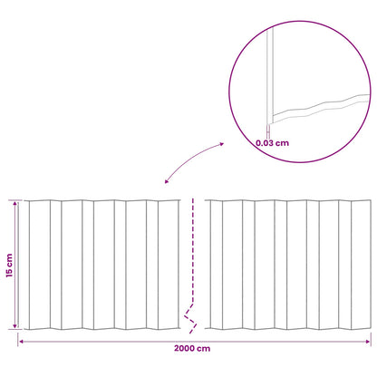 Gazonrand 20 m x 15 cm Gegalvaniseerd staal zilver