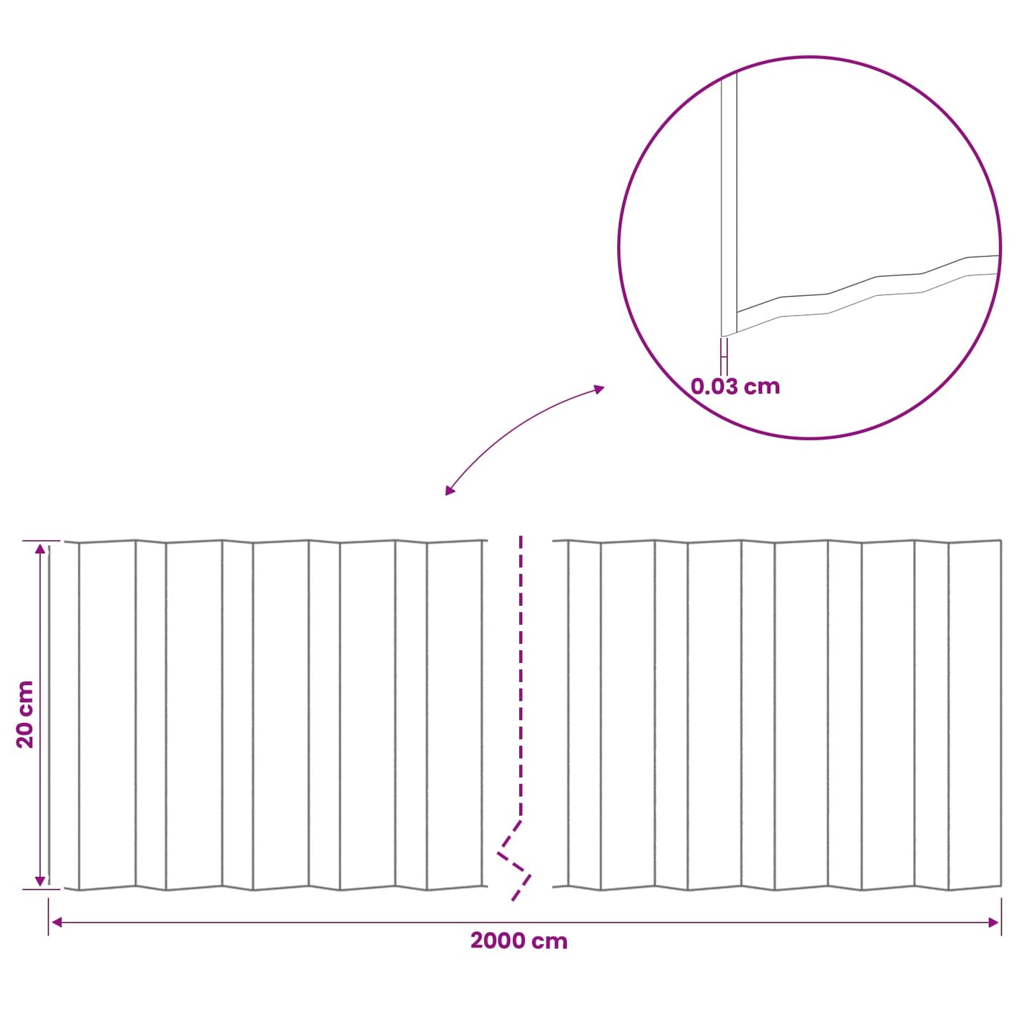 Gazonrand 20 m x 20 cm Gegalvaniseerd staal zilver