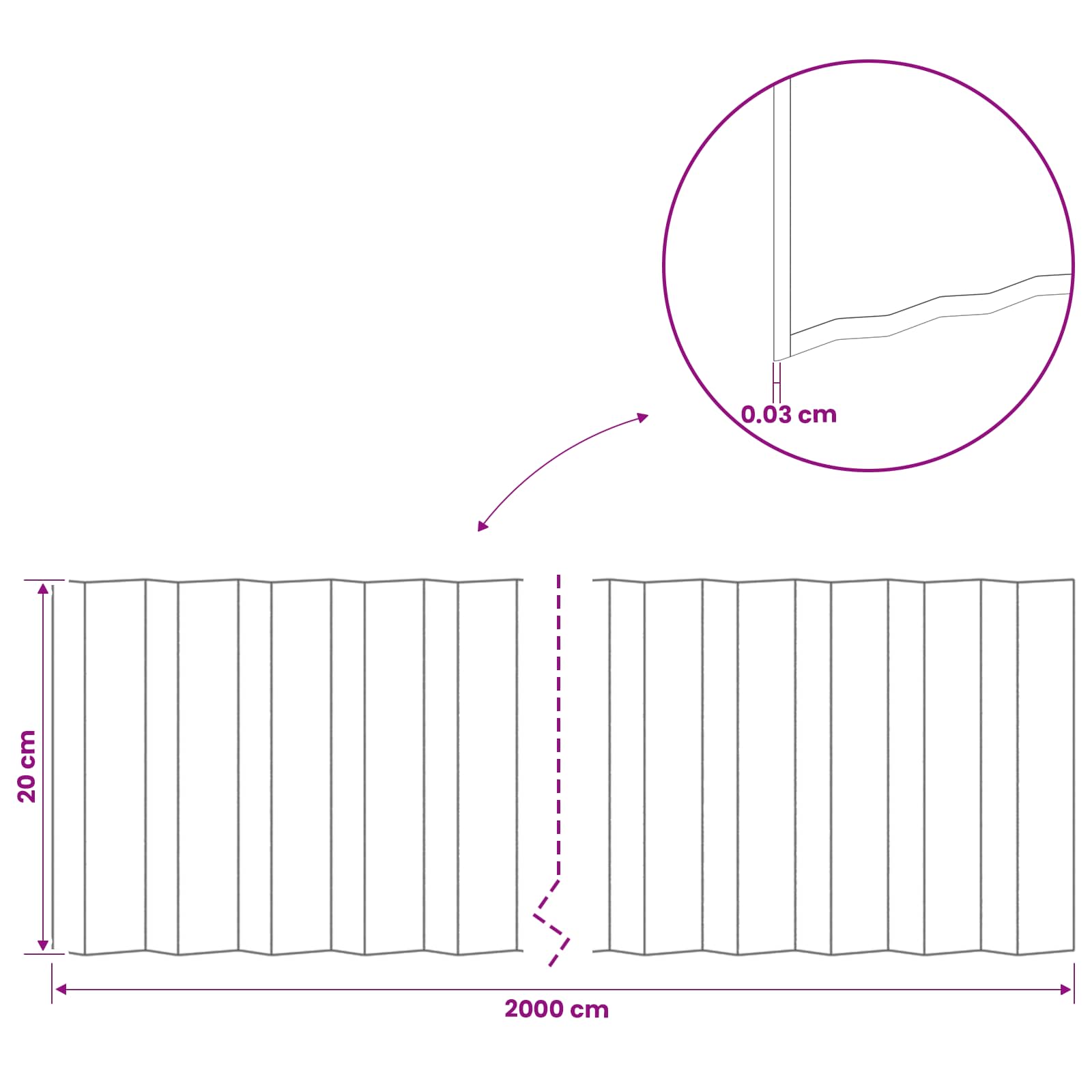 Gazonrand 20 m x 20 cm Gegalvaniseerd staal zilver