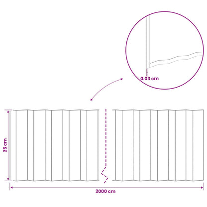 Gazonrand 20 m x 25 cm Gegalvaniseerd staal zilver