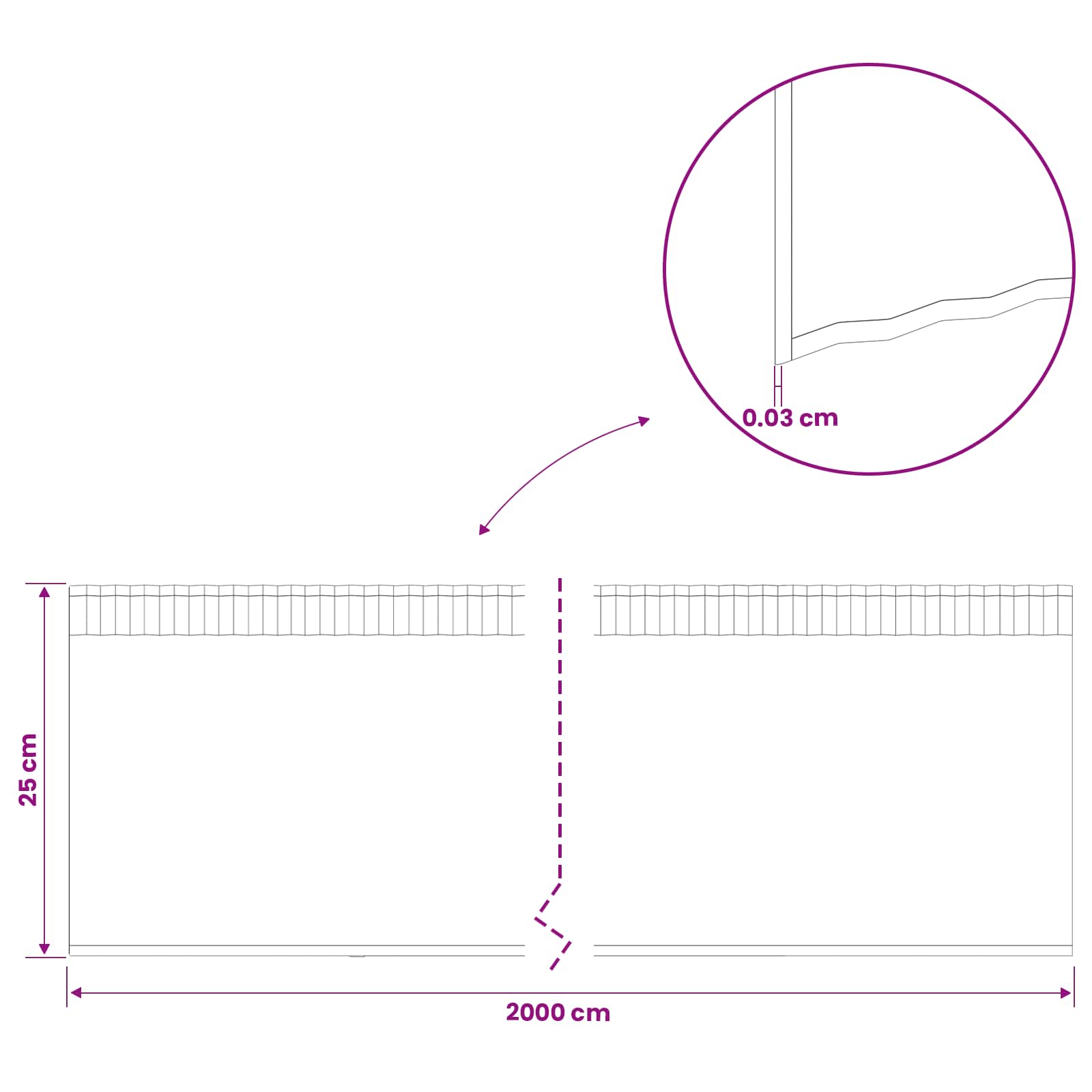 Gazonrand 20 m x 25 cm Gegalvaniseerd staal zilver
