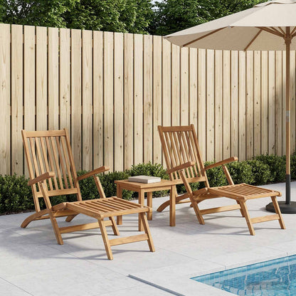 Vouwdeckstoel 2 pcs Naturel Massief Teakhout
