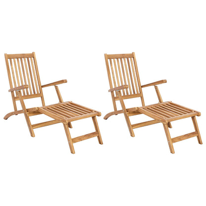 Vouwdeckstoel 2 pcs Naturel Massief Teakhout