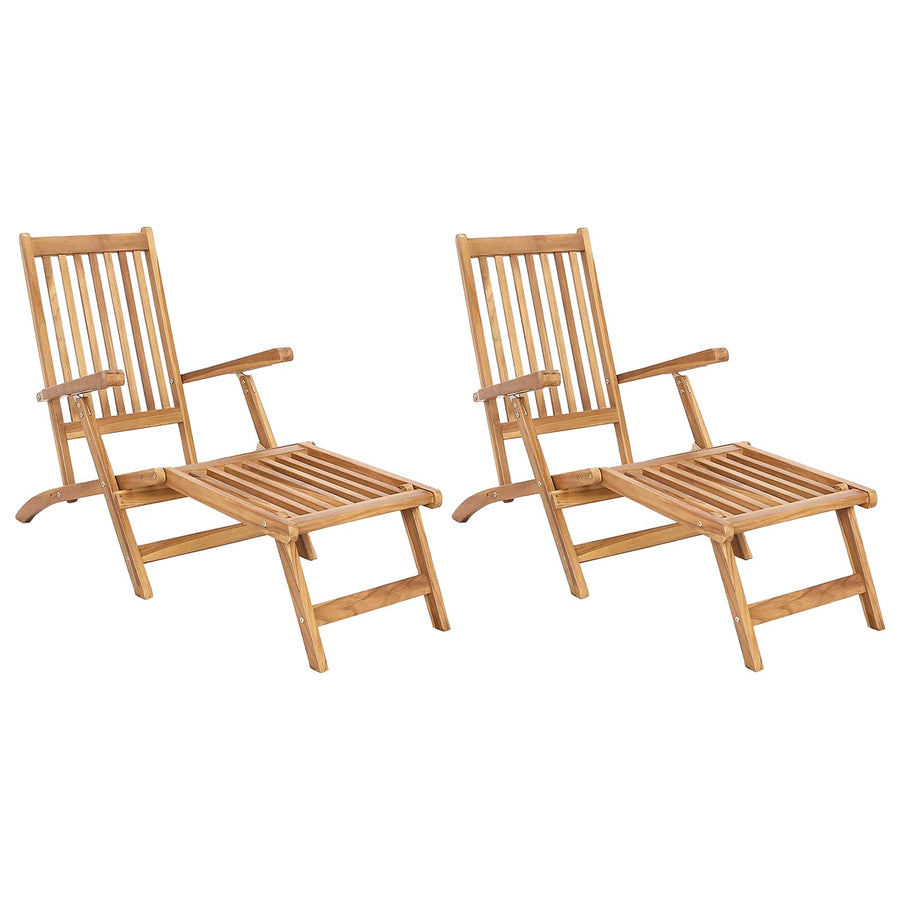 Vouwdeckstoel 2 pcs Naturel Massief Teakhout