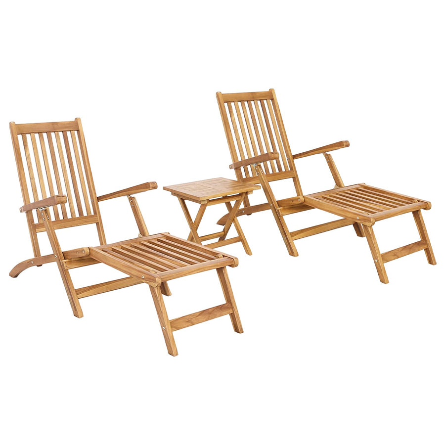 Vouwstoel met Tafel 2 pcs Naturel Massief Teakhout