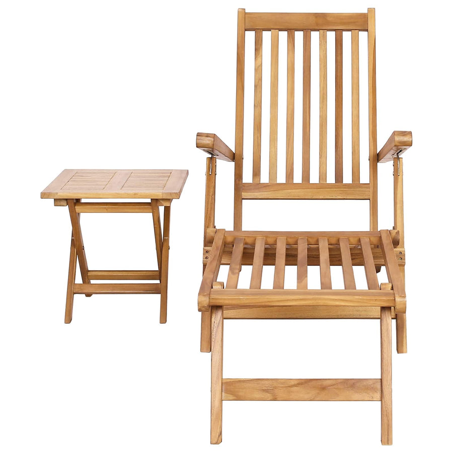Vouwstoel met Tafel 2 pcs Naturel Massief Teakhout