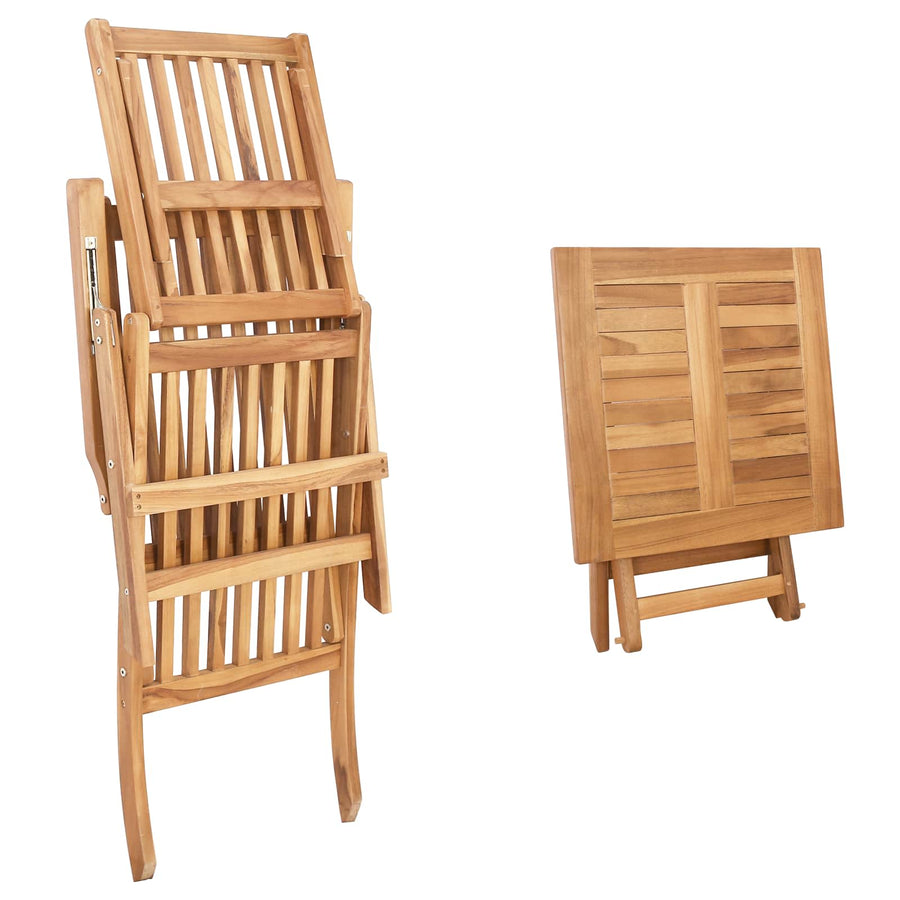 Vouwstoel met Tafel 2 pcs Naturel Massief Teakhout