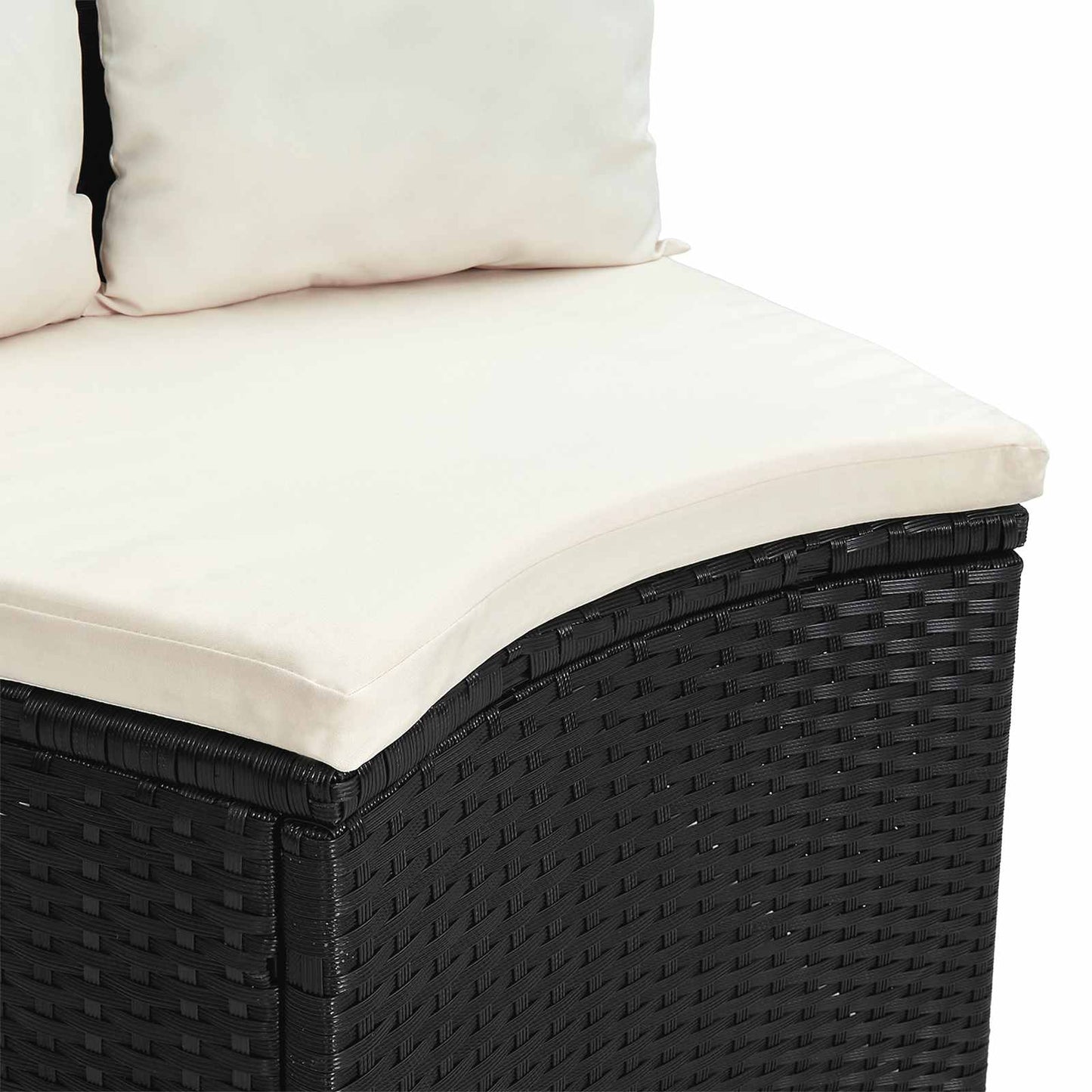 Bankstel 2 pcs Zwart Massief Acacia Hout en Poly Rattan
