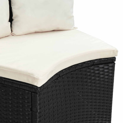 Bankstel 2 pcs Zwart Massief Acacia Hout en Poly Rattan
