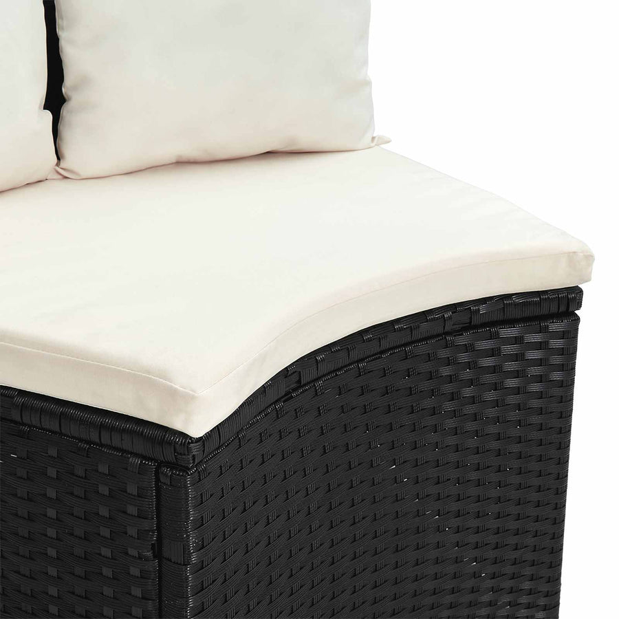 Bankstel 2 pcs Zwart Massief Acacia Hout en Poly Rattan