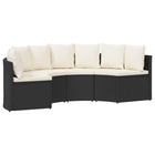 2 Seater Sofa Black Solid Acacia Wood and Poly Rattan
