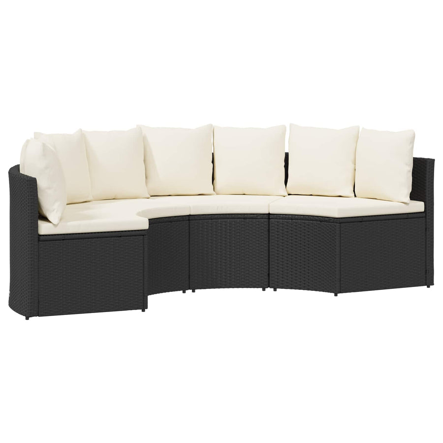 Bankstel 2 pcs Zwart Massief Acacia Hout en Poly Rattan