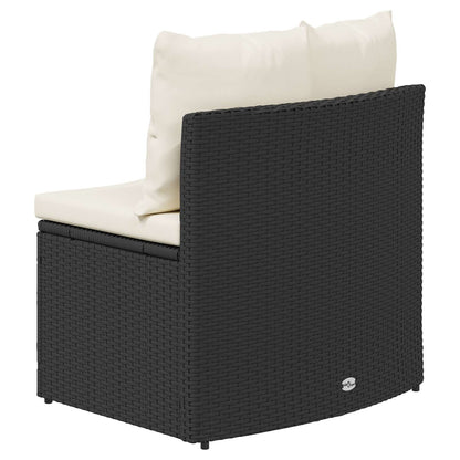 Bankstel 2 pcs Zwart Massief Acacia Hout en Poly Rattan