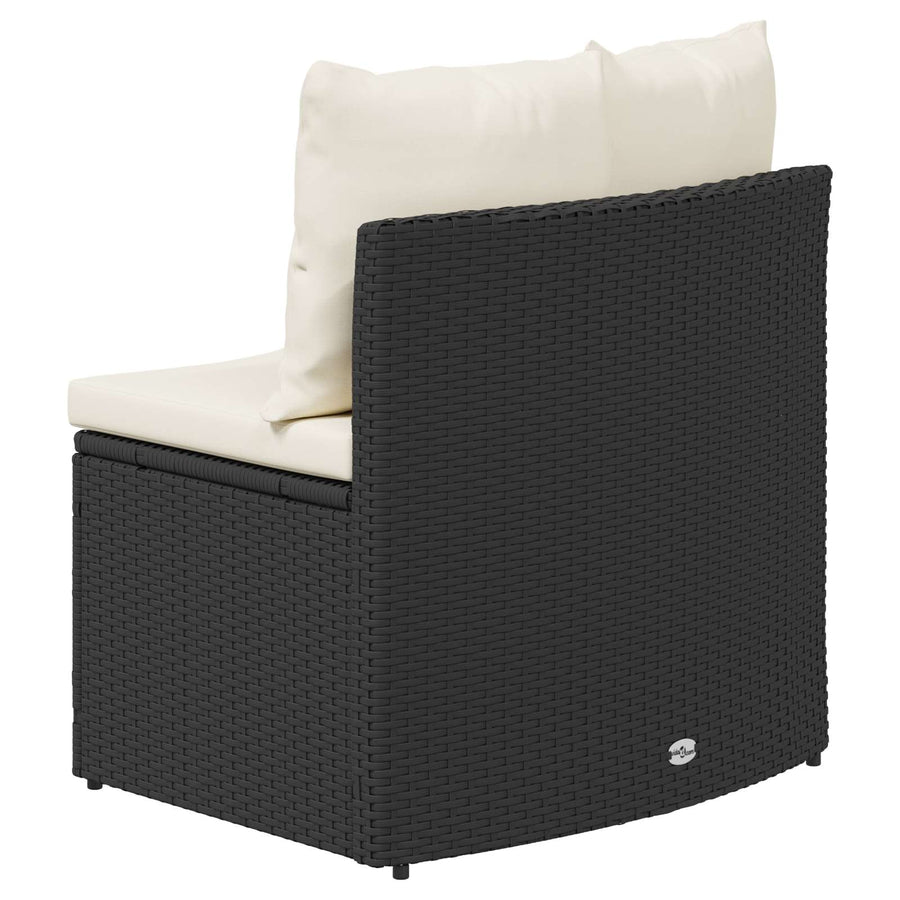 Bankstel 2 pcs Zwart Massief Acacia Hout en Poly Rattan