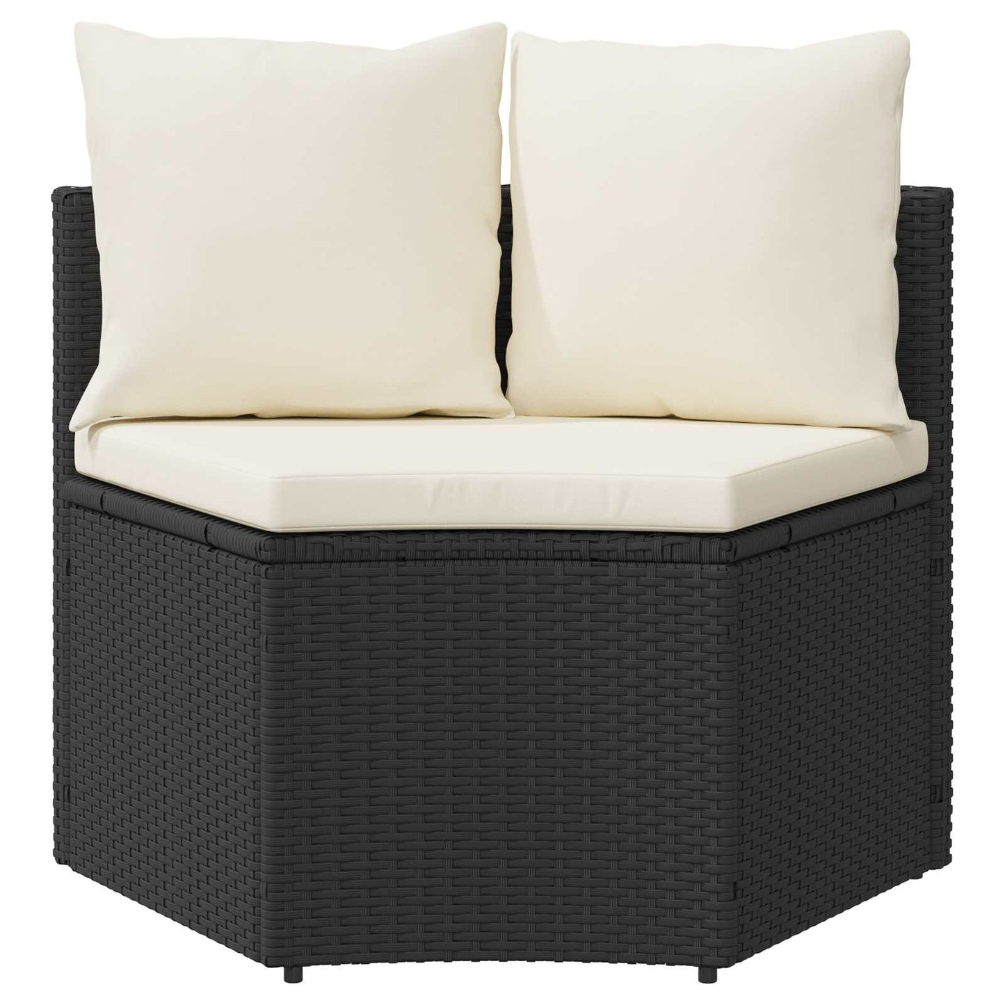 Bankstel 2 pcs Zwart Massief Acacia Hout en Poly Rattan