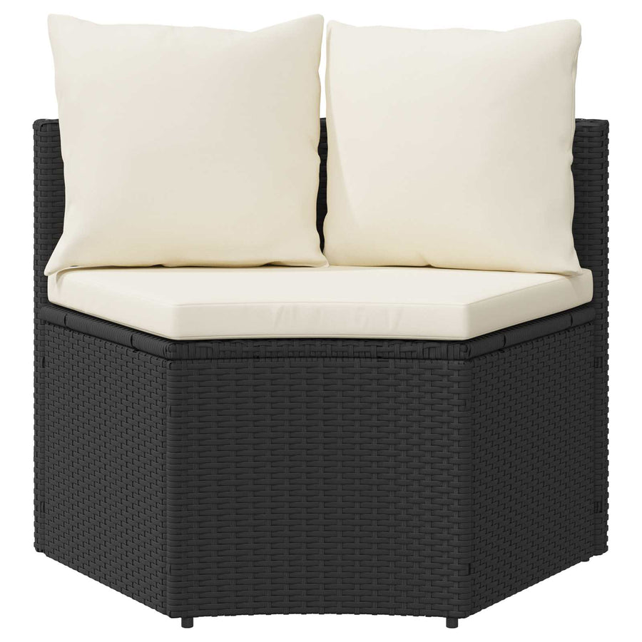 Bankstel 2 pcs Zwart Massief Acacia Hout en Poly Rattan