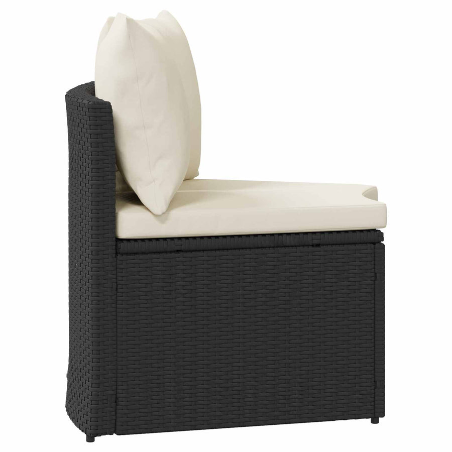 Bankstel 2 pcs Zwart Massief Acacia Hout en Poly Rattan