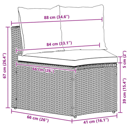 Bankstel 2 pcs Zwart Massief Acacia Hout en Poly Rattan