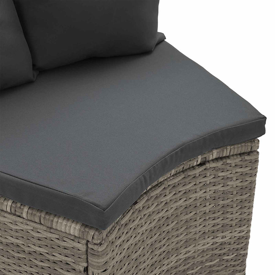 Bankstel 2 pcs Grijs Massief Acacia Hout en Poly Rattan
