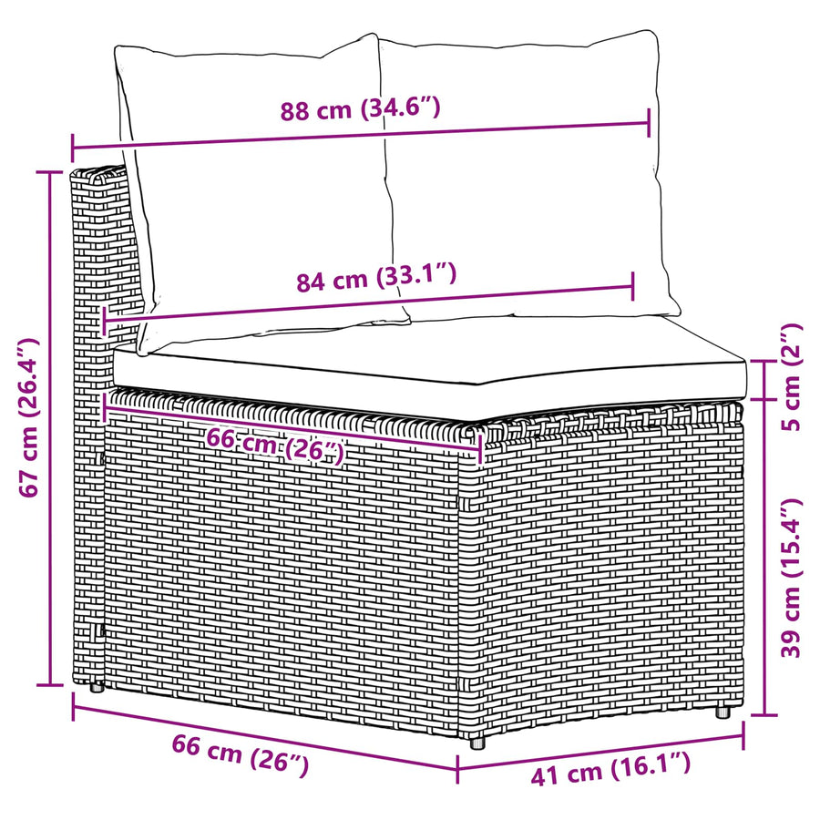 Bankstel 2 pcs Grijs Massief Acacia Hout en Poly Rattan