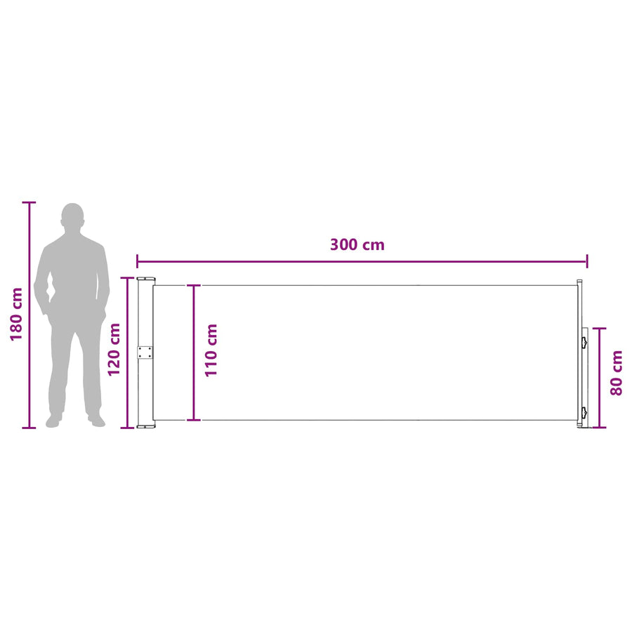 Uittrekbaar Zijscherm Beige 300 x 120 cm Polyester