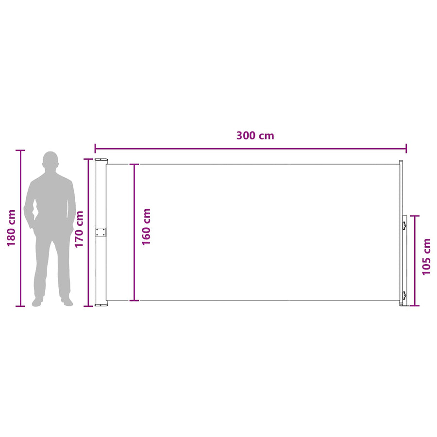 Uittrekbaar Zijscherm Taupe 300 x 170 cm Polyester