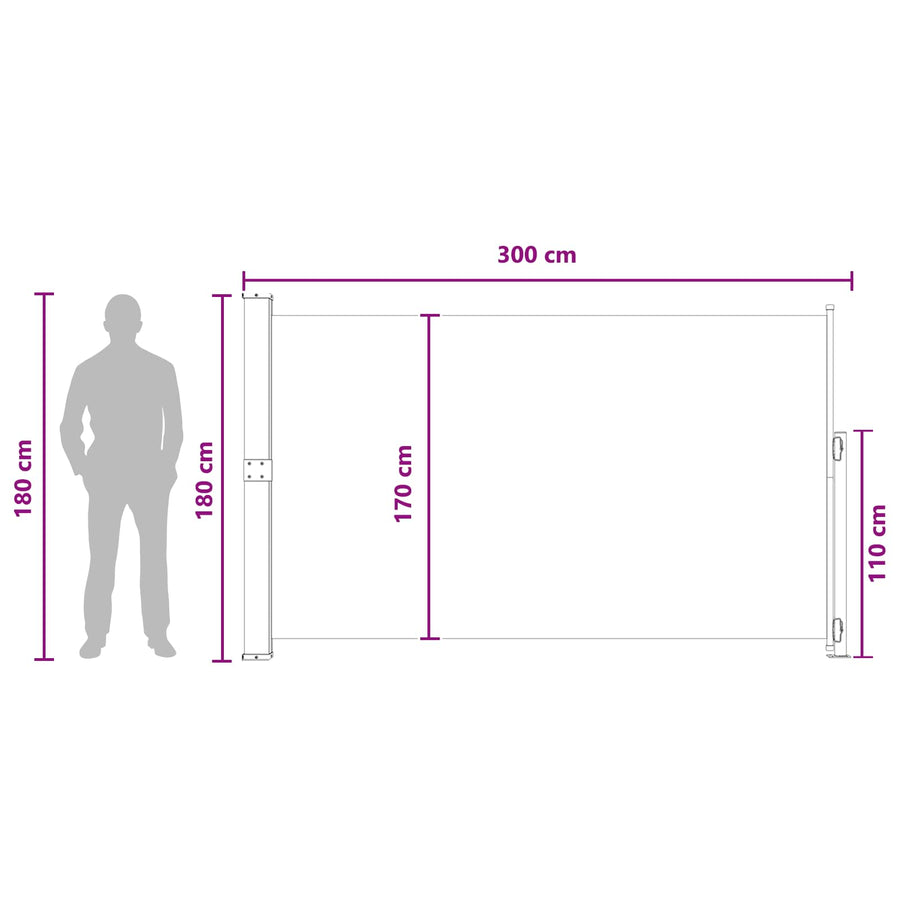 Uittrekbaar Zijscherm Taupe 300 x 180 cm Polyester