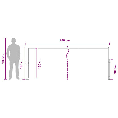 Uittrekbaar Zijscherm Taupe 500 x 140 cm Polyester
