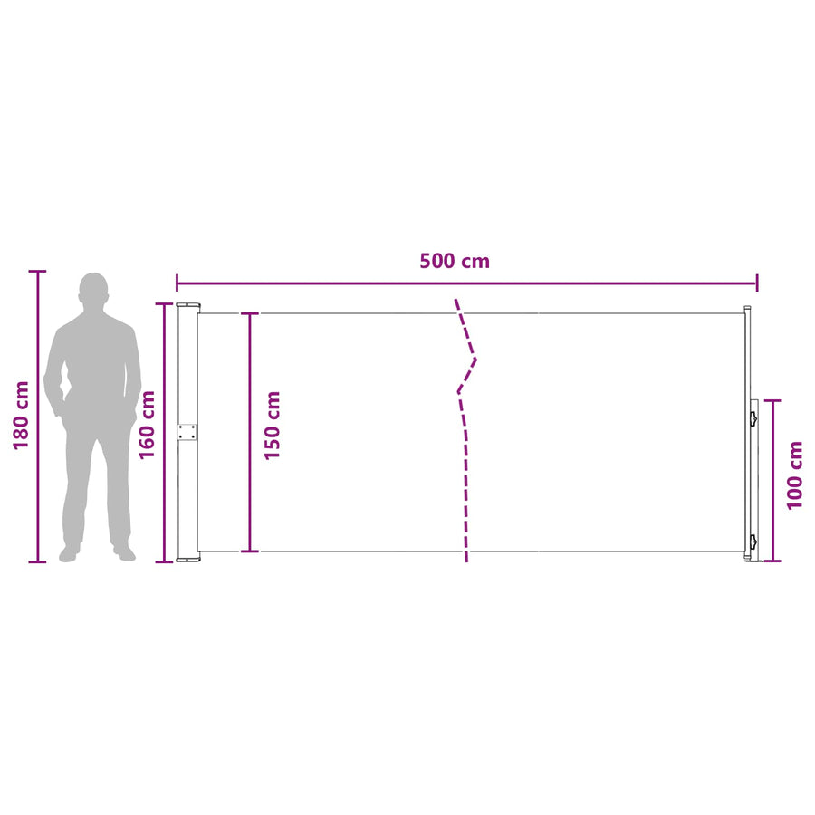 Uittrekbaar Zijscherm Beige 500 x 160 cm Polyester