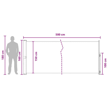 Uittrekbaar Zijscherm Antracietkleurig 500 x 160 cm Polyester