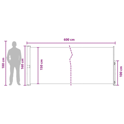 Uittrekbaar Zijscherm Beige 600 x 160 cm Polyester