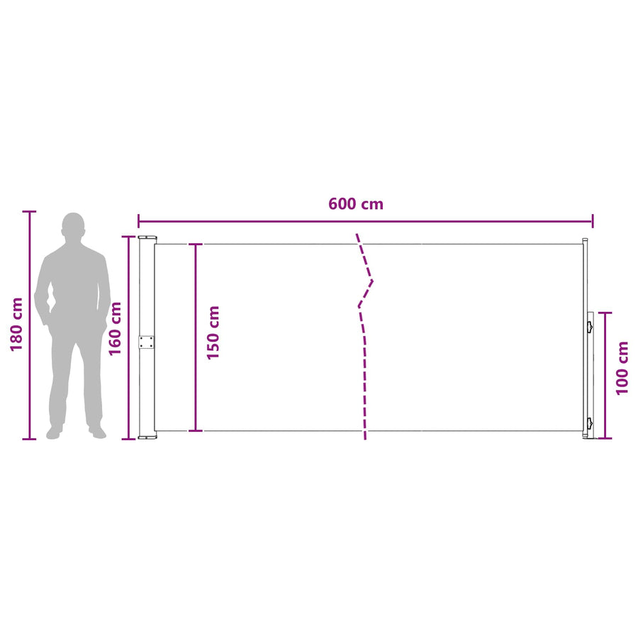 Uittrekbaar Zijscherm Taupe 600 x 160 cm Polyester