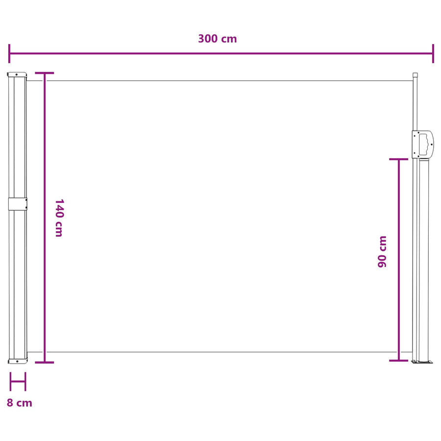Uittrekbaar Zijscherm Zand 300 x 140 cm Polyester