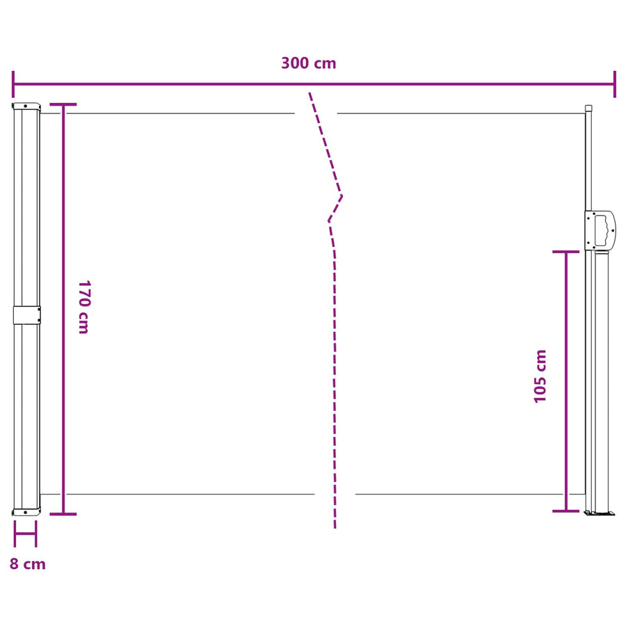 Uittrekbaar Zijscherm Bruin 300 x 170 cm Polyester