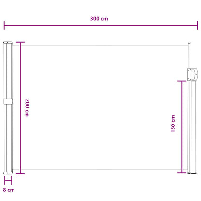 Uittrekbaar Zijscherm Zand 300 x 200 cm Polyester