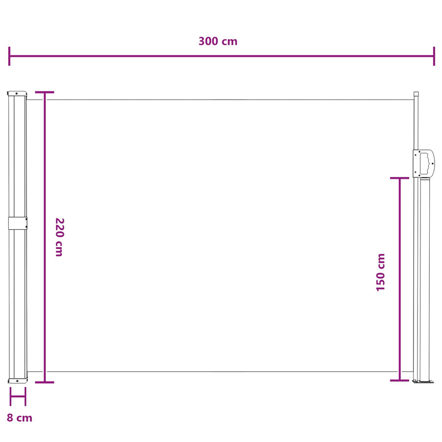 Uittrekbaar Zijscherm Zand 300 x 220 cm Polyester