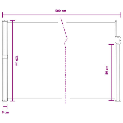 Uittrekbaar Zijscherm Grijs 500 x 120 cm Polyester