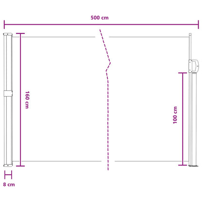 Uittrekbaar Zijscherm Grijs 500 x 160 cm Polyester