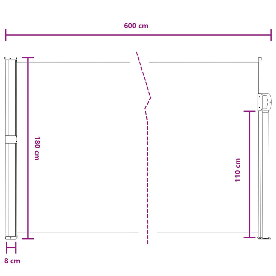 Uittrekbaar Zijscherm Zand 600 x 180 cm Polyester