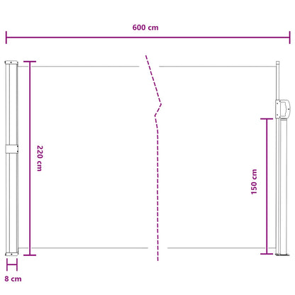 Uittrekbaar Zijscherm Zand 600 x 220 cm Polyester