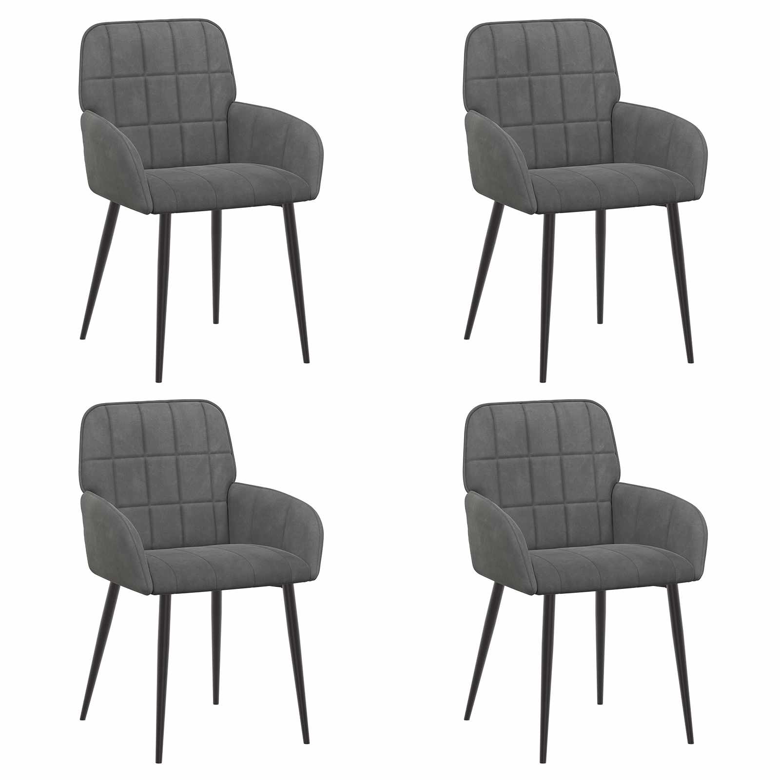 Eettafelstoelen 4 pcs fluweel Donkergrijs 57 x 50 x 85 cm