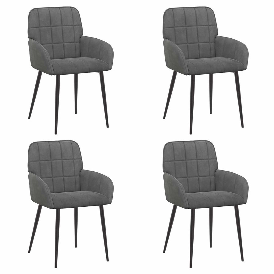 Eettafelstoelen 4 pcs fluweel Donkergrijs 57 x 50 x 85 cm