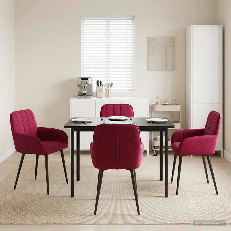 Eettafelstoelen 4 pcs fluweel Wijnrood 57 x 50 x 85 cm