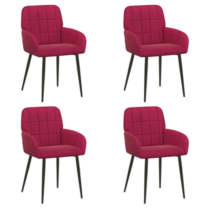 Eettafelstoelen 4 pcs fluweel Wijnrood 57 x 50 x 85 cm