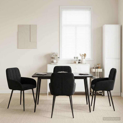 Eettafelstoelen 4 pcs fluweel Zwart 57 x 50 x 85 cm