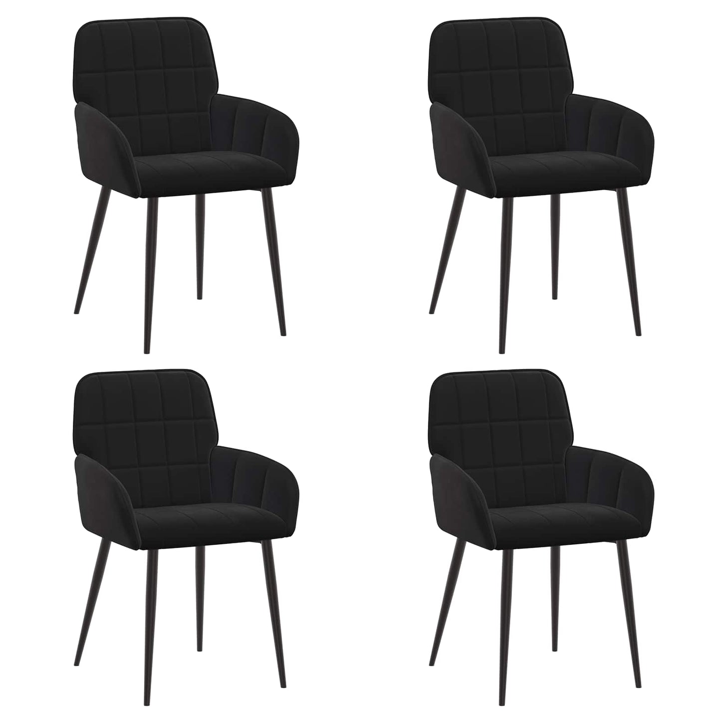 Eettafelstoelen 4 pcs fluweel Zwart 57 x 50 x 85 cm