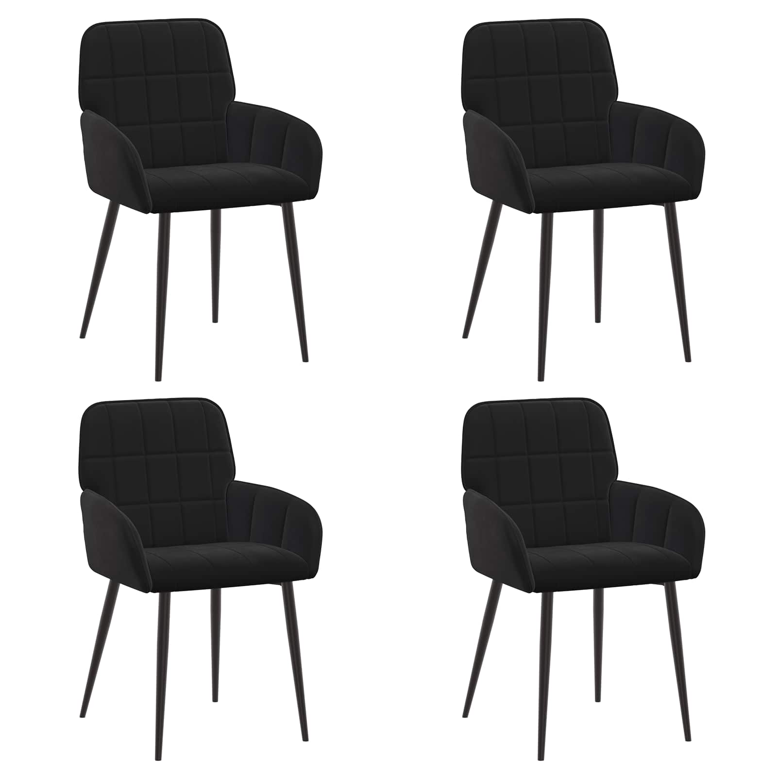 Eettafelstoelen 4 pcs fluweel Zwart 57 x 50 x 85 cm